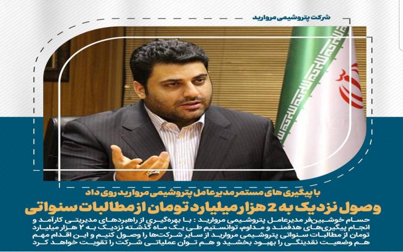 مدیرعامل شرکت پتروشیمی مروارید از وصول نزدیک به 2 هزار میلیارد تومان از مطالبات معوق این شرکت خبر داد